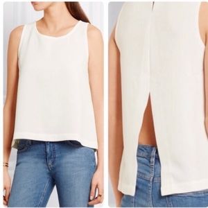 Madewell Daynight Split-Back White Crepe Sleeveless Blouse-  NWOT
